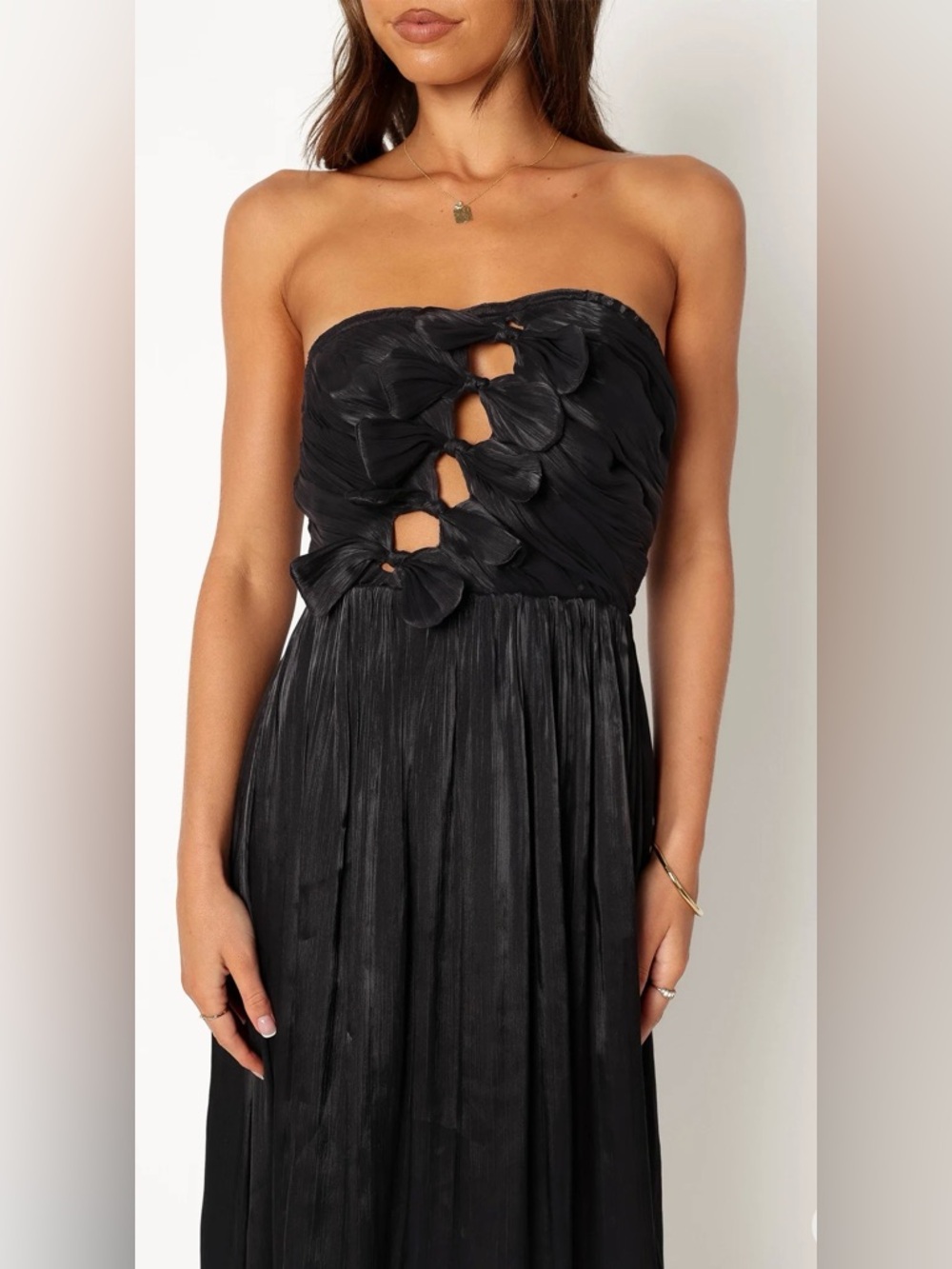 73. Petal & Pup &100 Mila Strapless Midi Dress in black - Picture 5 of 6